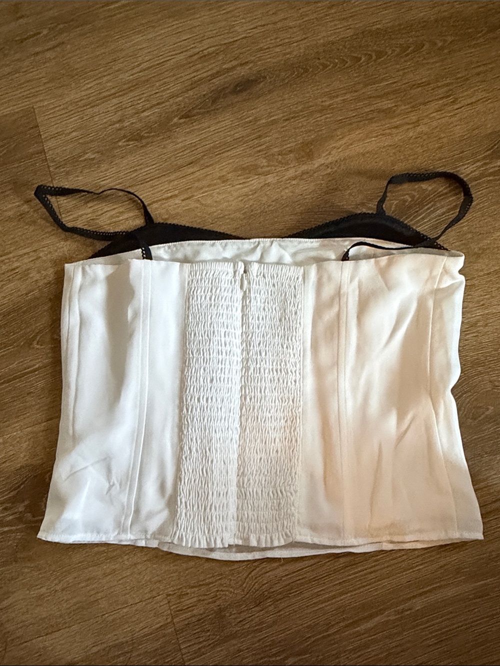 LOFT White and Black Satin Cami Crop Top - Picture 3 of 3